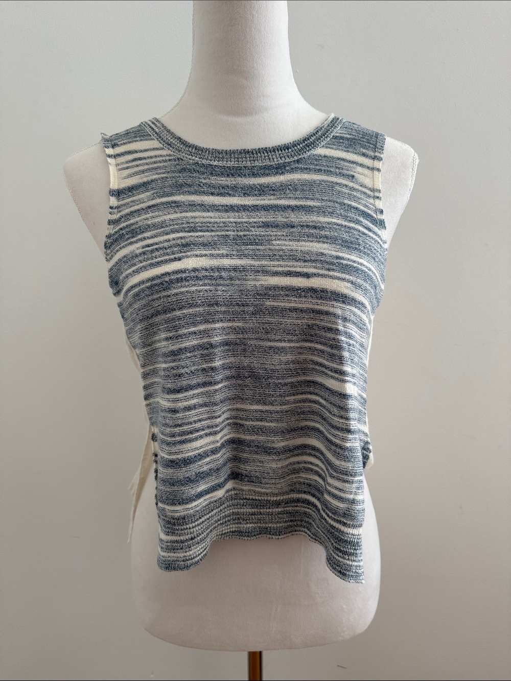 BCBGMaxAzria Blue & Cream Striped Sleeveless Knit Tank